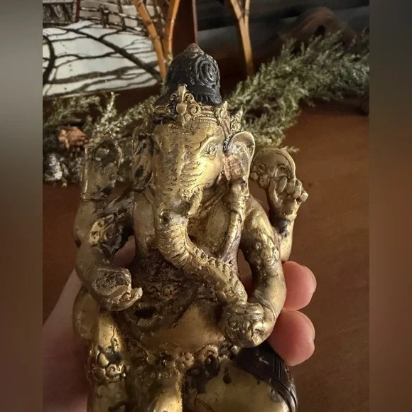 Brass Ganesha Statue – 5” Tall - Picture 3 of 5